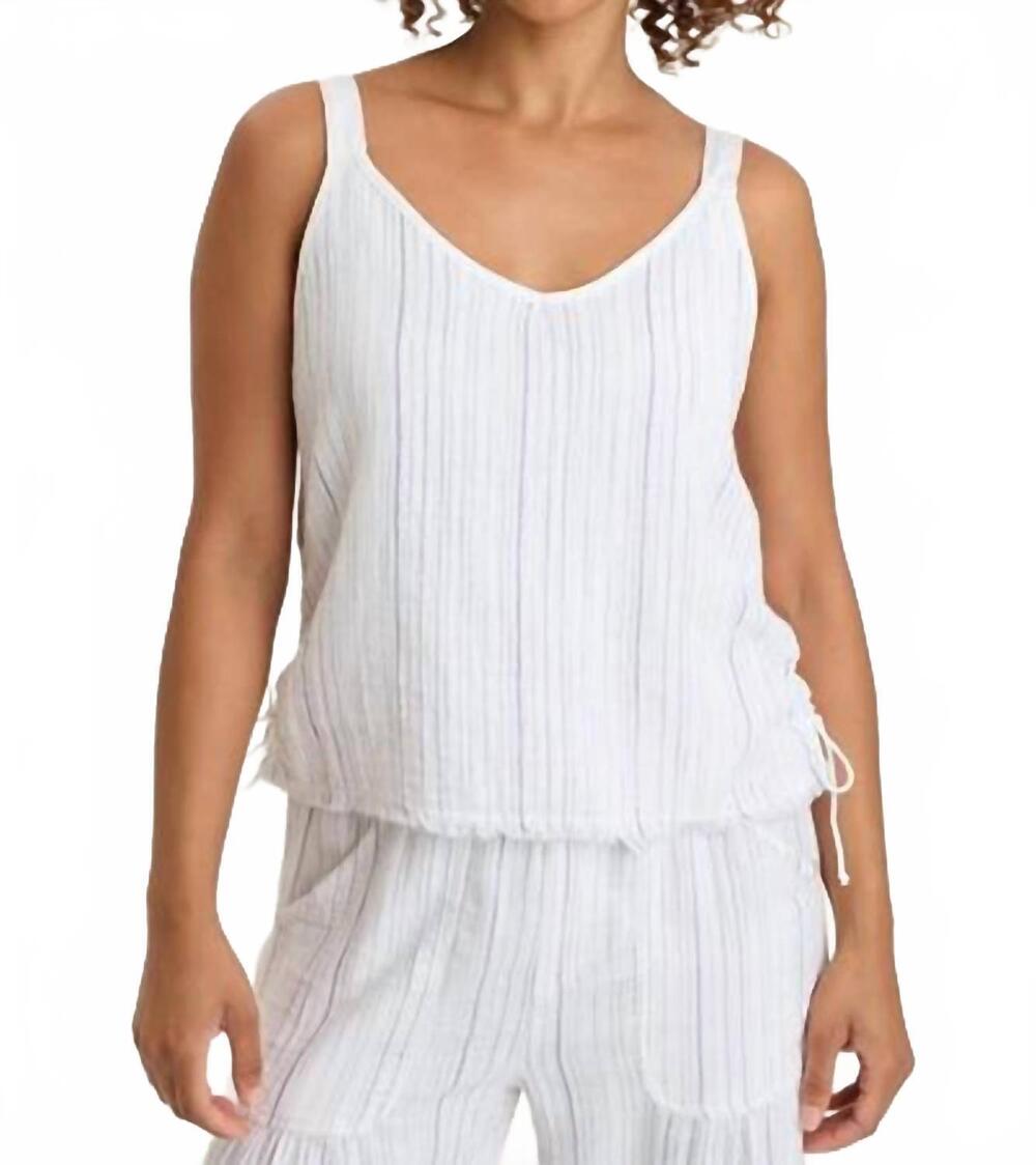 NEW XCVI grethel stripe gauze tank in white